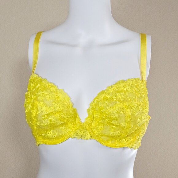 Playful Promises Audre Yellow Floral Embroidered Bra - Picture 1 of 6